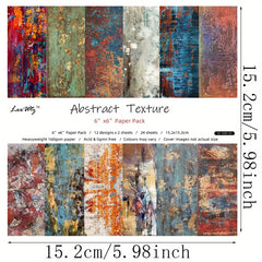 24pcs Marble Texture Paper for DIY Scrapbooking Album 6in x 6in