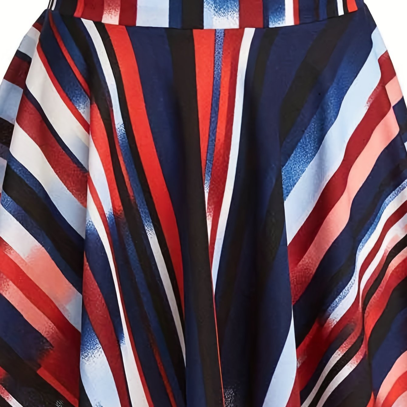 Striped Ruffle Skater Skirts Slim Waist Mini Skirts Women