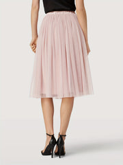 Pleated Elastic Waist Skirt for Women's Spring & Summer Wear