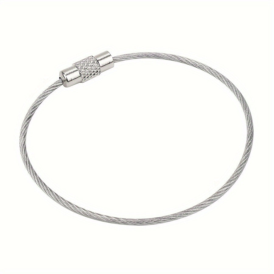 4pcs Stainless Steel Keychain Cable Key Ring Luggage Tag Holder Lock Buckle