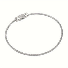 4pcs Stainless Steel Keychain Cable Key Ring Luggage Tag Holder Lock Buckle