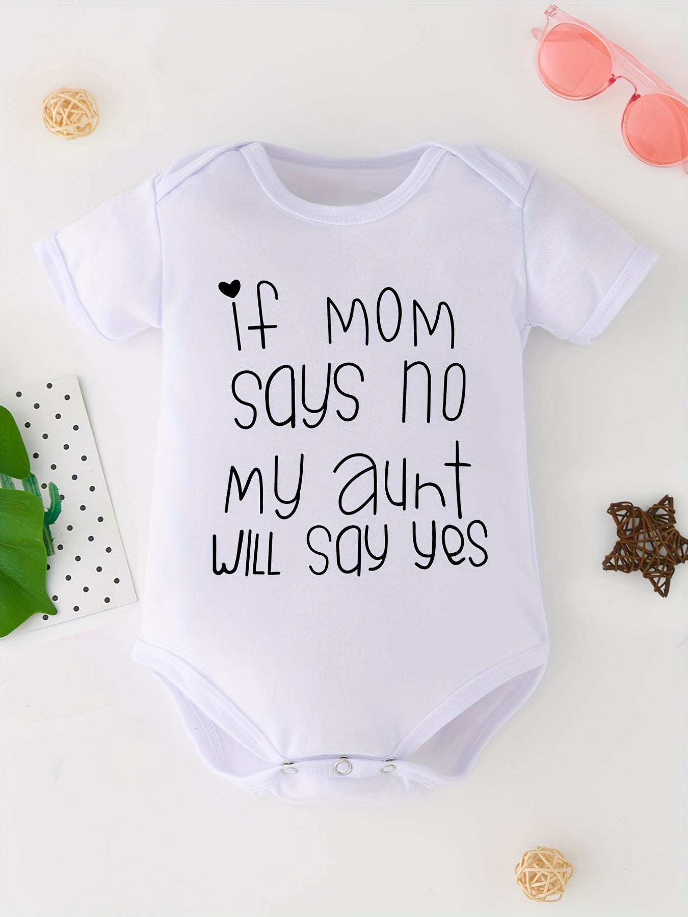 Newborn Short Sleeve Romper Letter Graphic Bodysuit