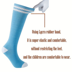 4 Pairs Boys Striped Knee High Socks Breathable Uniform Stocking