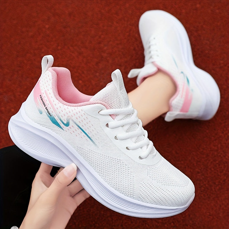 Women's Breathable Running Sports Shoes Thick Bottom Lace Up Sneakers