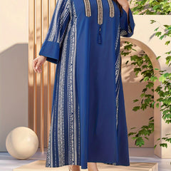 Geometric Print Maxi Dress with Tassel Detail