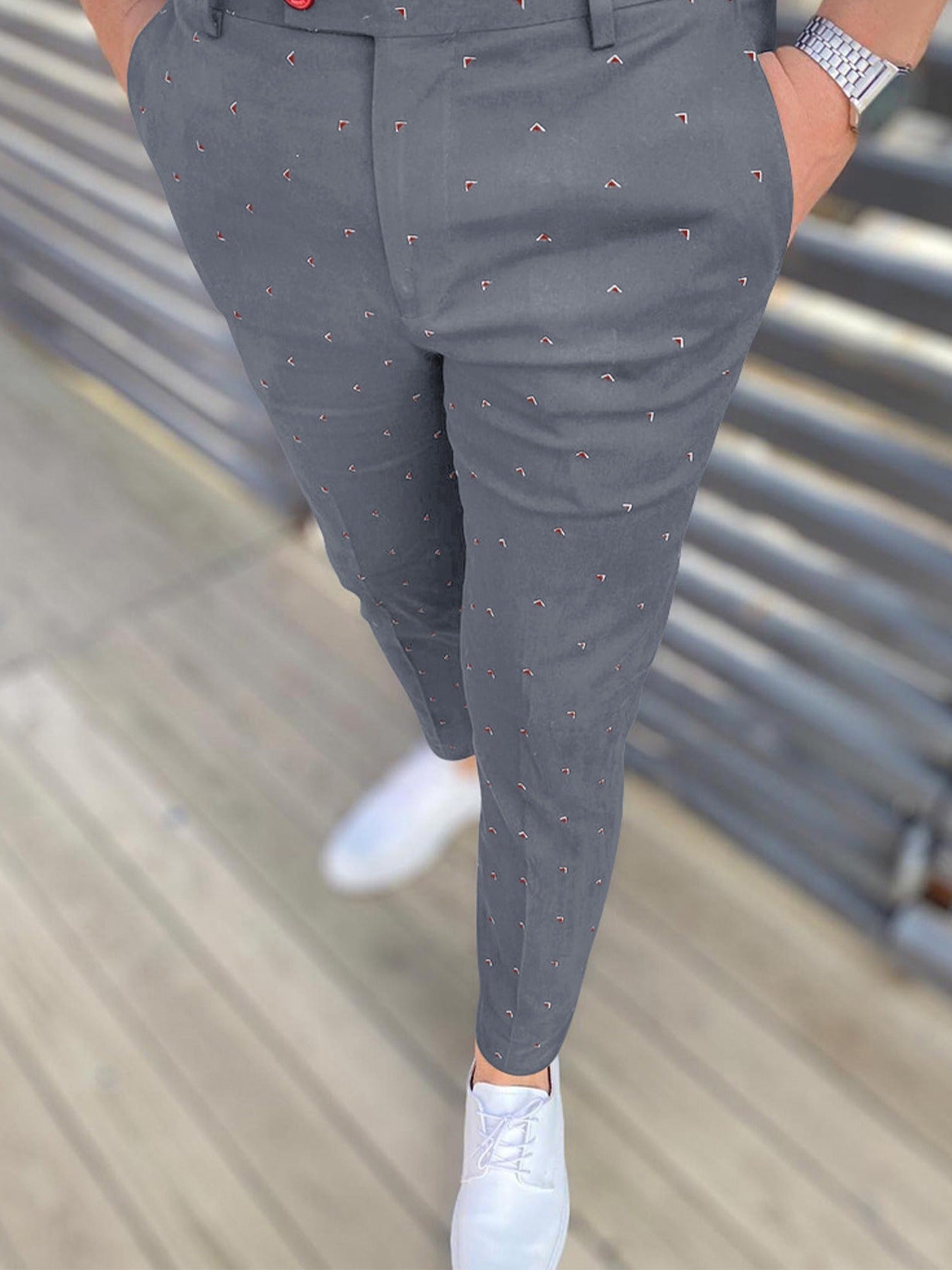 Men's Geometric Stretch Slim Casual Pants