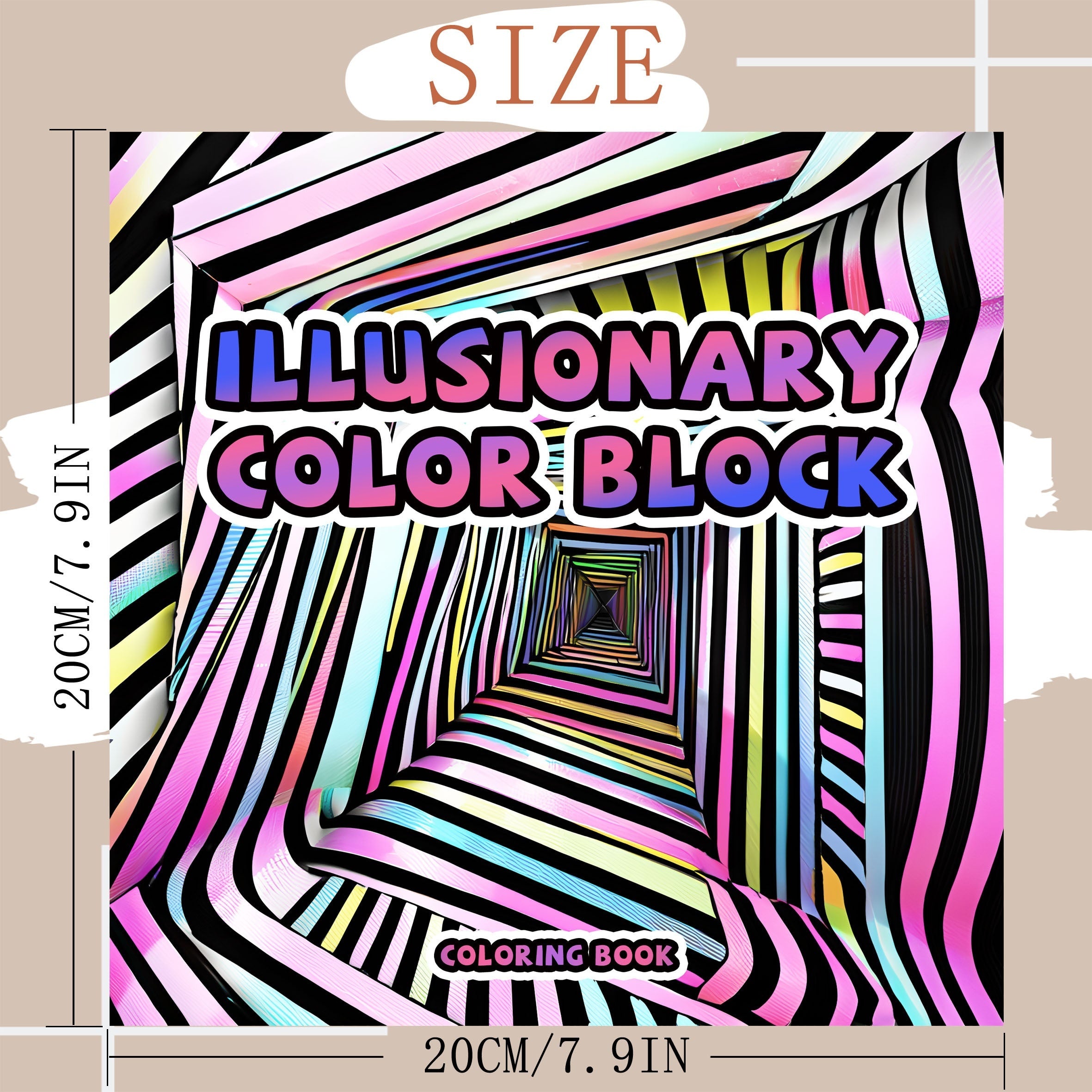 Illusionary Block Adult Coloring Book 24 Pages Single Sided Print for Relaxation