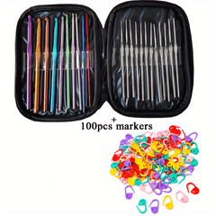 Multicolor Aluminum Crochet Hook Knitting Needles Set with Case