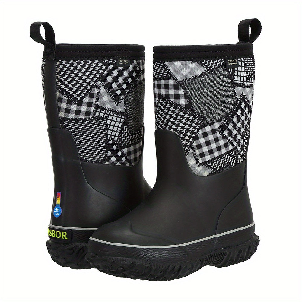 MCIKCC Girl's High Top Rain Boots Non Slip Durable Casual Waterproof Shoes