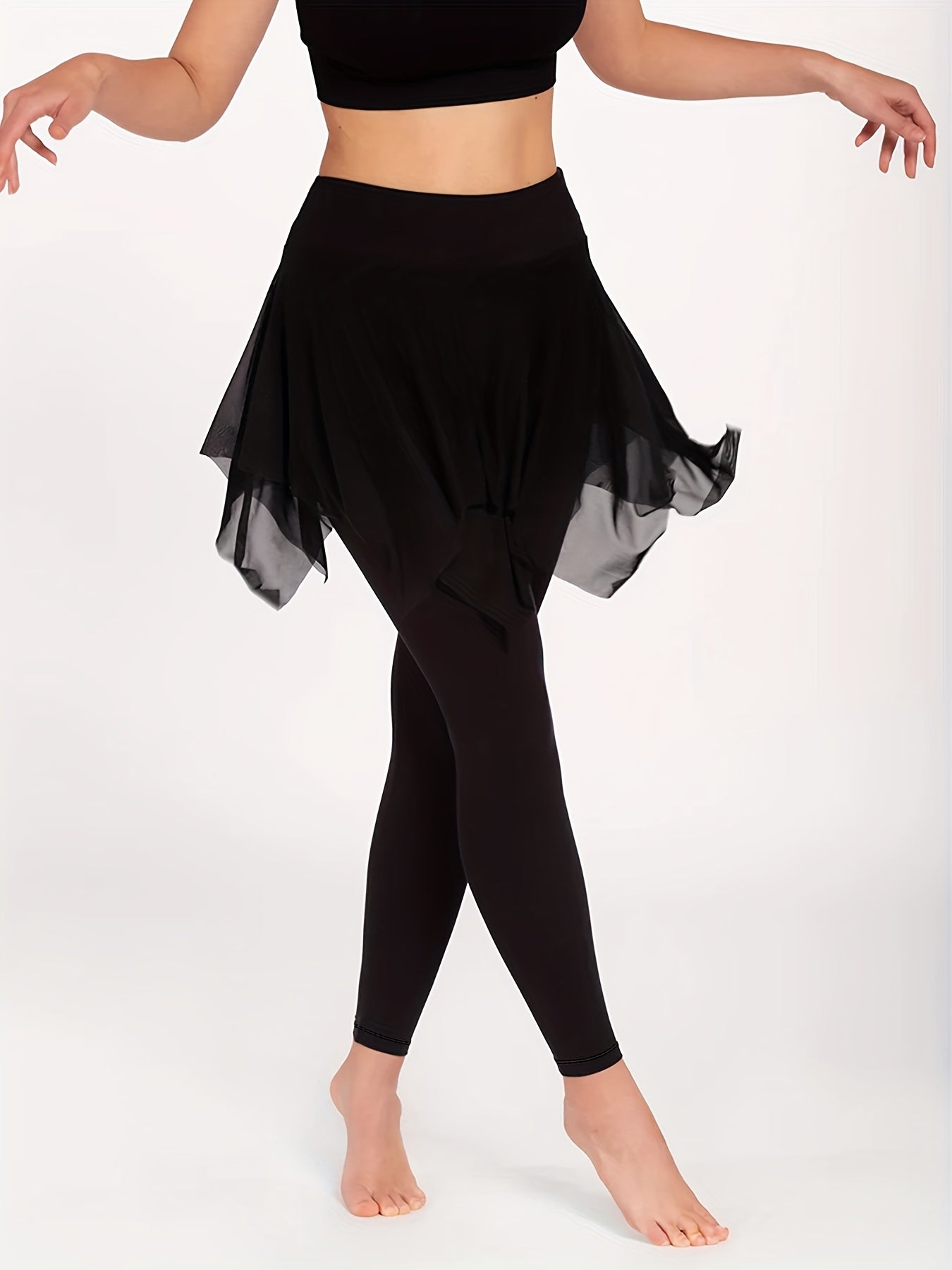 Mesh Layered Tennis Leggings, Dance Leggings