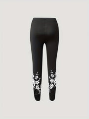 Floral Print Cut Out Skinny Leggings Casual Every Stretchy Leggings