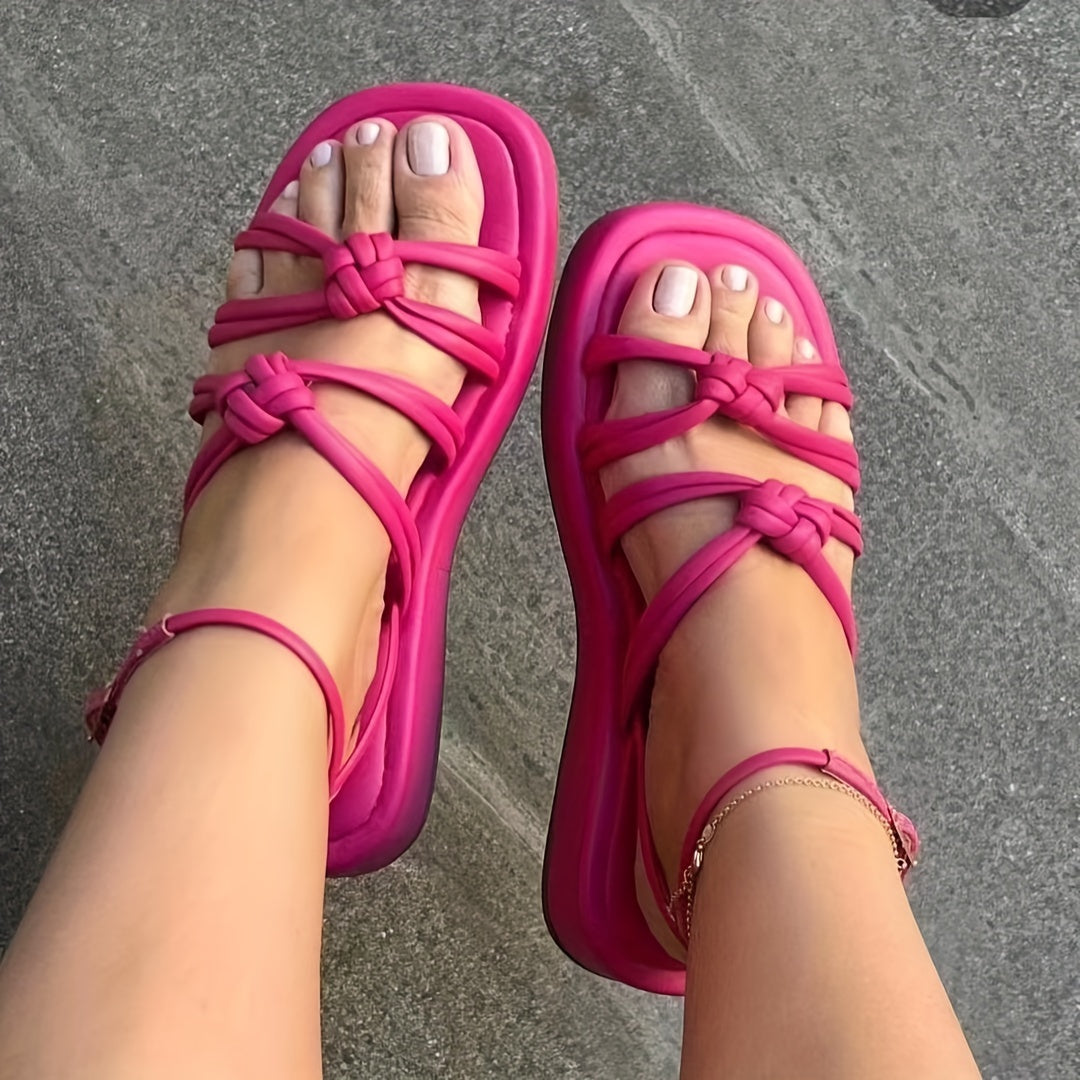 Thick Bottom Round Toe Buckle Strap Sandals Beach Sandals Women's Footwear