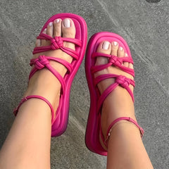 Thick Bottom Round Toe Buckle Strap Sandals Beach Sandals Women's Footwear