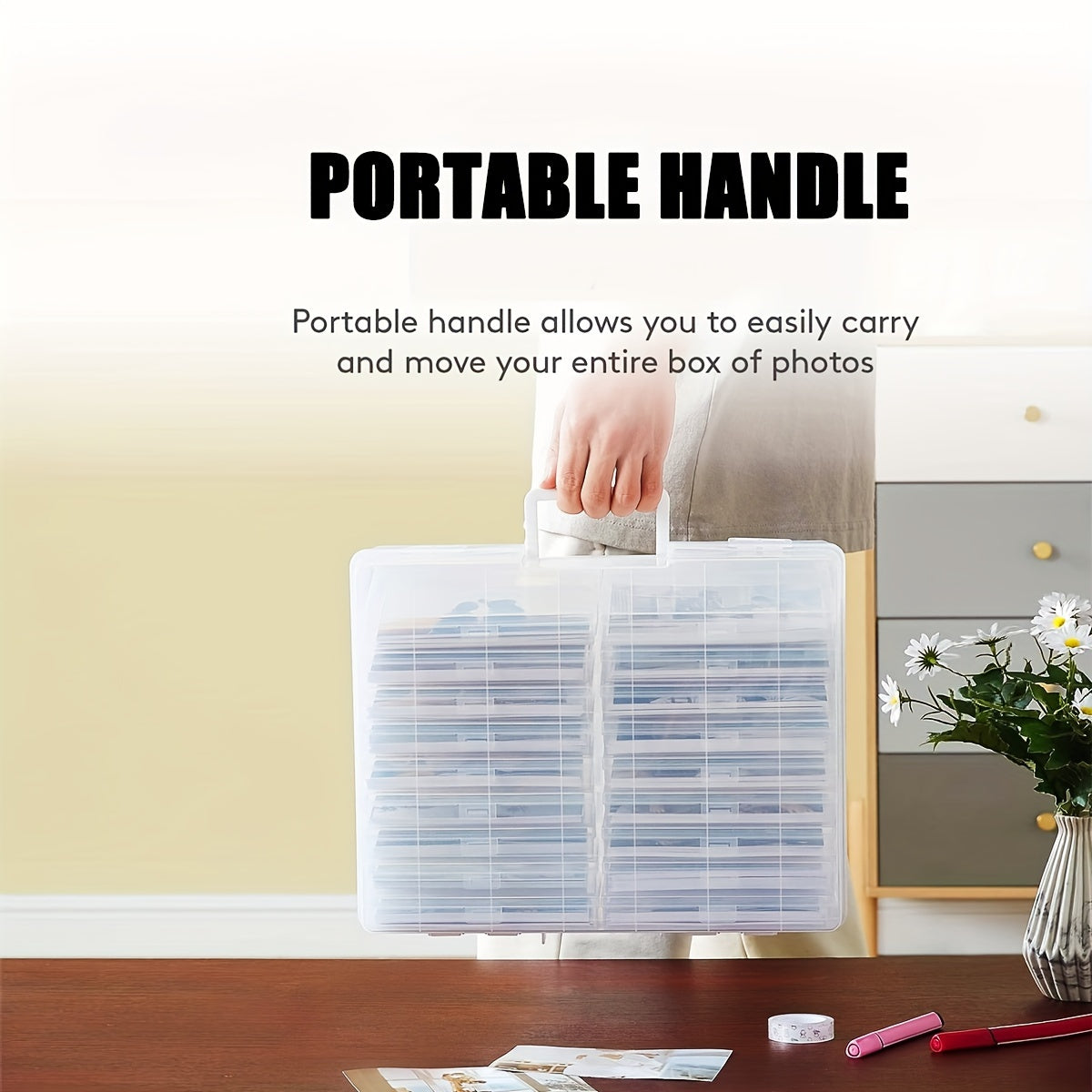 Photo Storage Box: Plastic Large Capacity Container