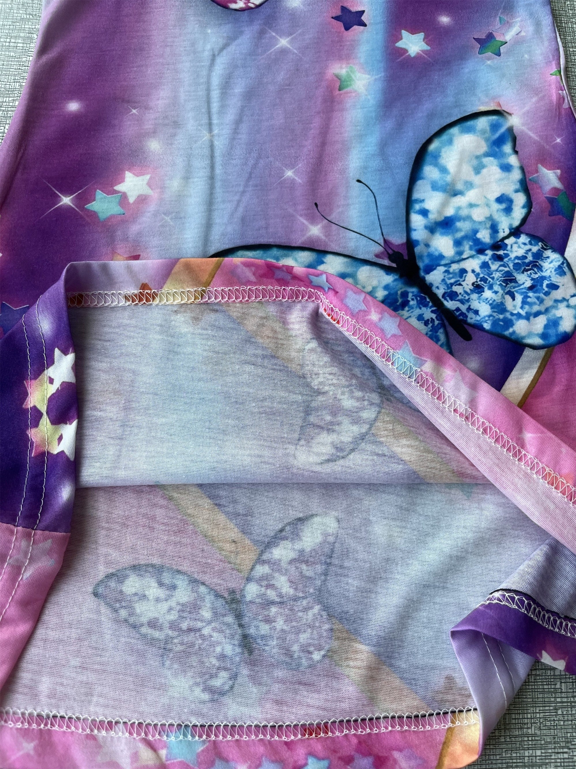 Girls Shimmering Butterfly Dress 3D Print Sleeveless Crew Neck