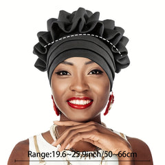 Stylish Pleated Flower Turban Cap Solid Head Wraps Lightweight Bonnet