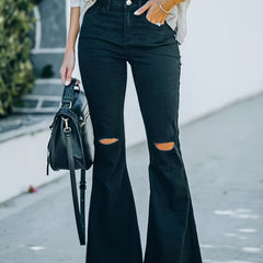 Ripped Flared Leg Jeans