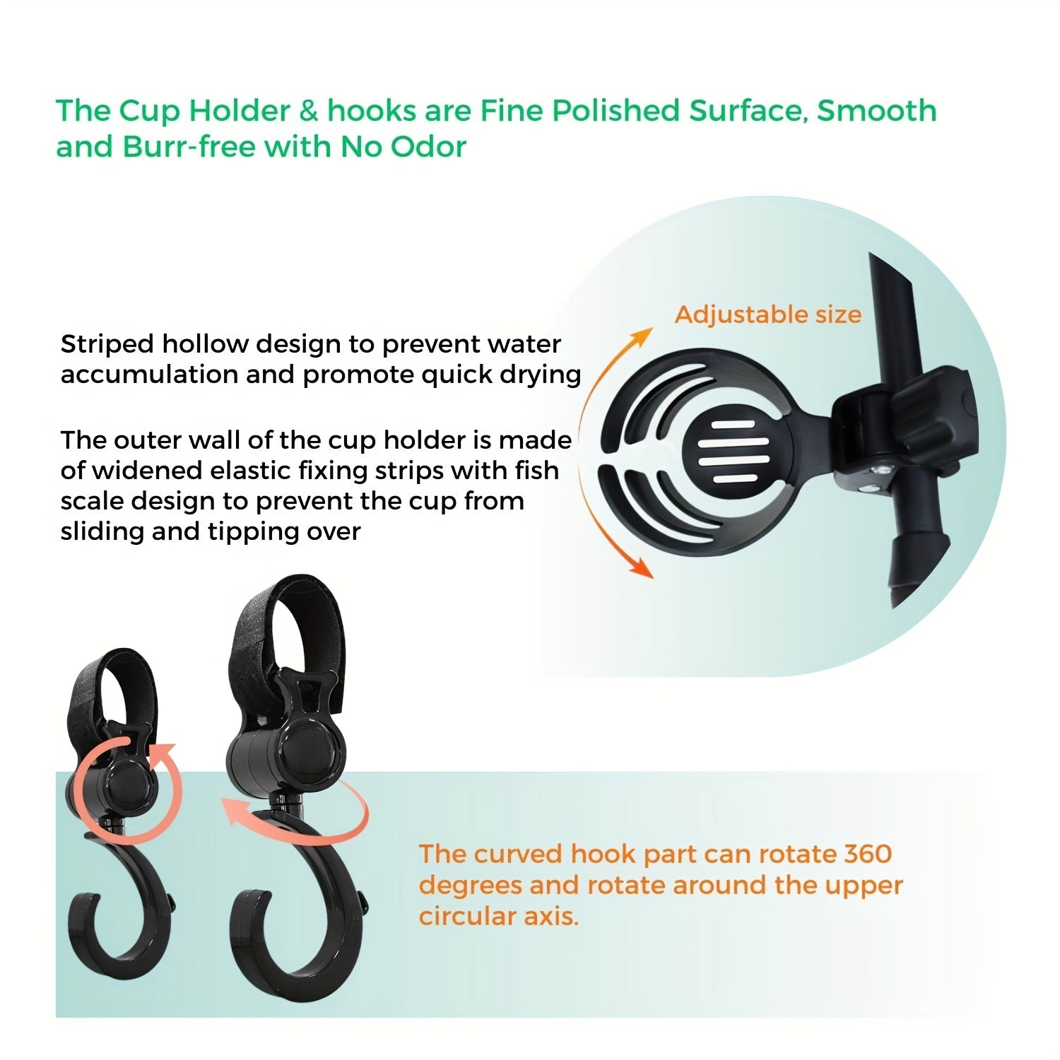 Adjustable Baby Stroller Cup Holder with Insulated Bottle Holder