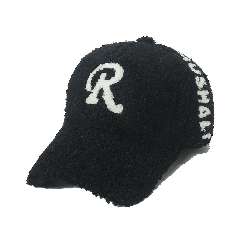 R Plush Baseball Cap with Ear Protection for Women