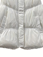 Women's Stand Collar Down Vest Short Waist Slim Shoulder Warm Vest