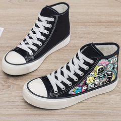Cartoon Print Plush Lined Sneakers Fall Winter Warm