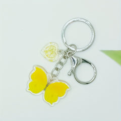 Girls Butterfly Keychain Sequin Heart Key Ring