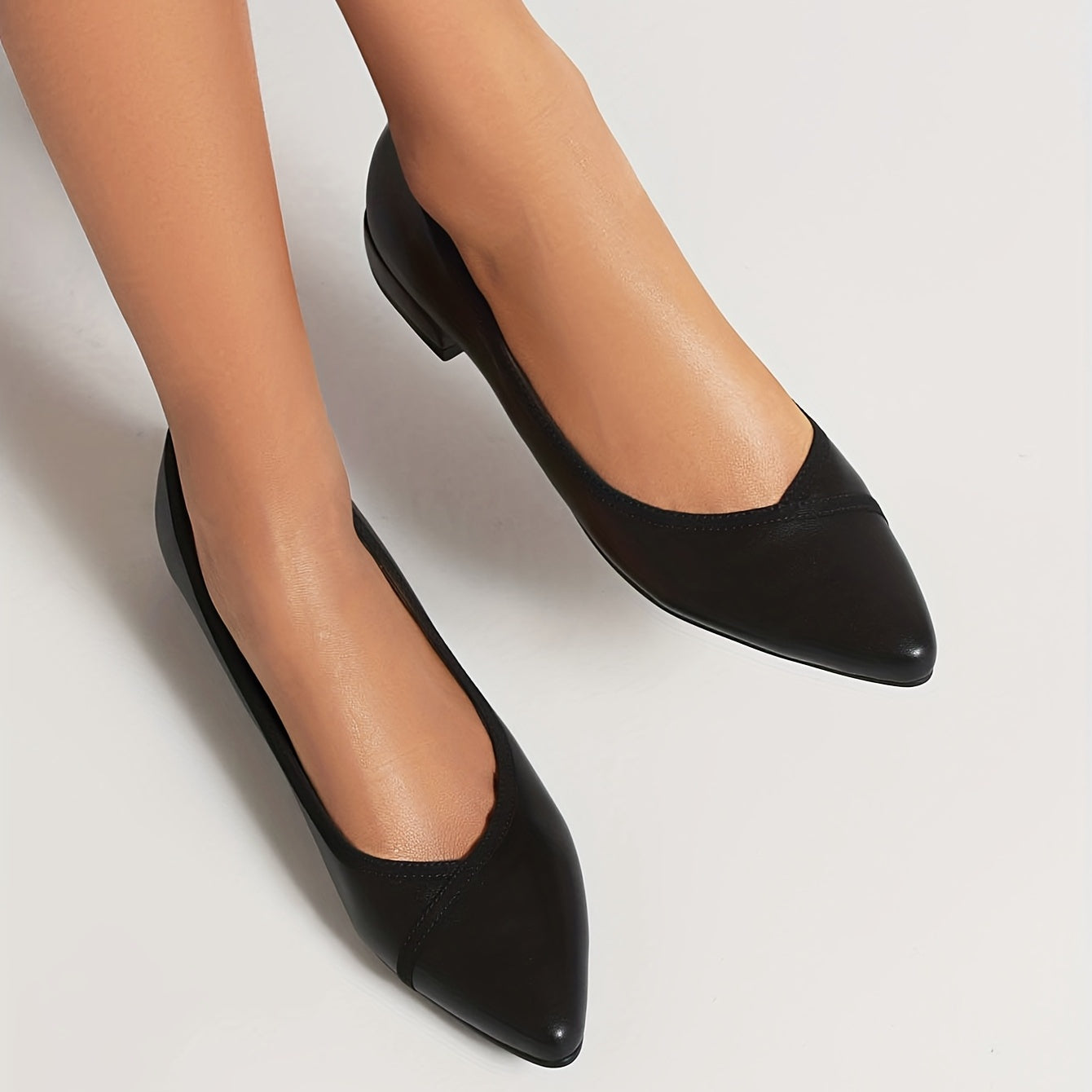 Women's Point Toe Work Shoes Casual Flat Comfortable Faux Leather Shoes