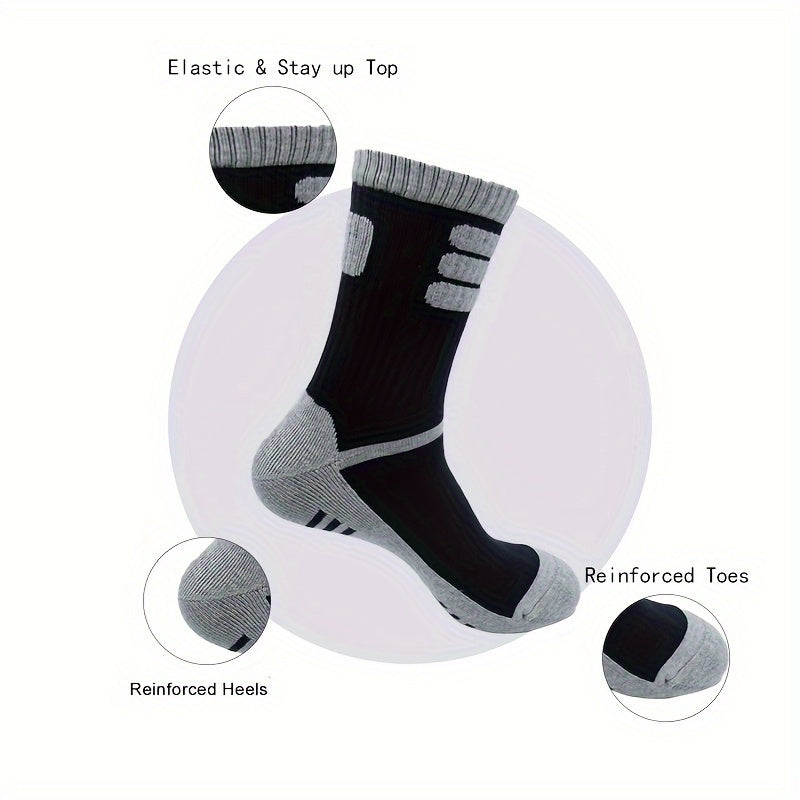Men's Hiking Crew Socks Cushioned Outdoor Socks - 3 Pairs