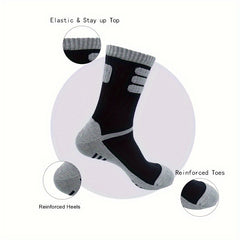 Men's Hiking Crew Socks Cushioned Outdoor Socks - 3 Pairs