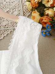 Girls Floral Lace Princess Dress Flying Sleeve Tunic Dress