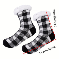 Plaid Print Floor Socks Warm Sleep Socks