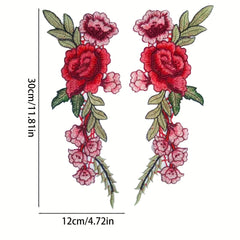 2pc Embroidery Flower Patch Applique DIY Crafts Sticker Sew On Clothes Badges