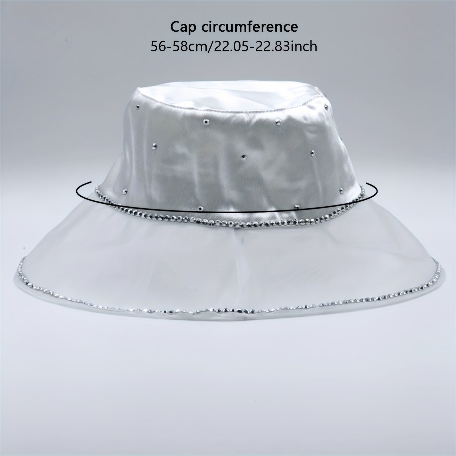 Mesh Breathable Bucket Hat Rhinestone Decor Lightweight Sunshade