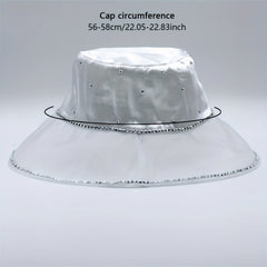 Mesh Breathable Bucket Hat Rhinestone Decor Lightweight Sunshade