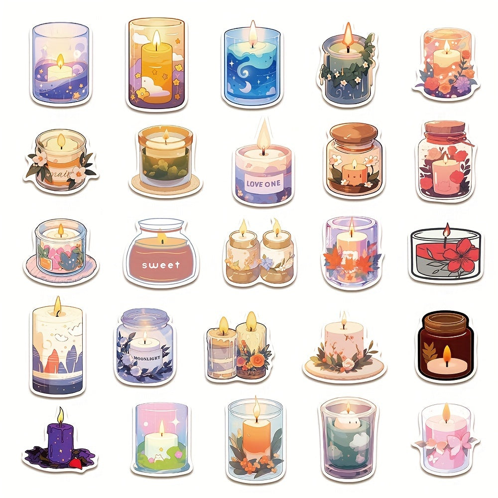 50pcs Fresh Aromatherapy Candle Series Stickers Laptop Helmet DIY Decoration