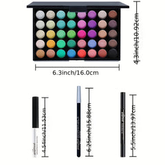 40 Colors Nude Eyeshadow Set with Mascara and Eyeliner - Complete Eye Makeup Kit
