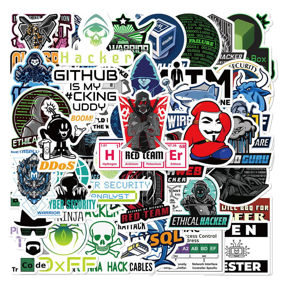 50 Unique Hacker Programming Stickers for Laptops Skateboards Helmets