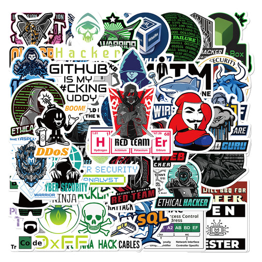 50 Unique Hacker Programming Stickers for Laptops Skateboards Helmets