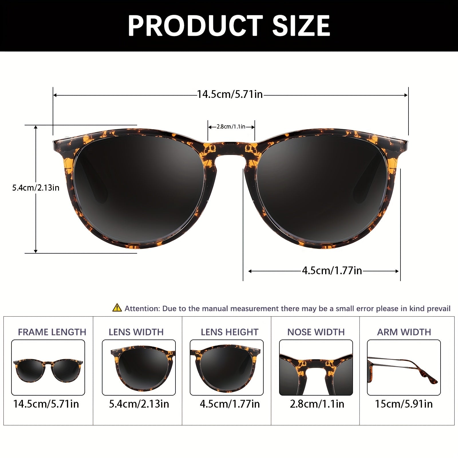 Polarized Round Frame Sunglasses Vintage Style for Men and Women