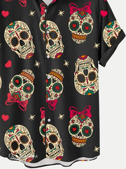 Men's Casual Skull Print Hawaiian Shirt for Summer