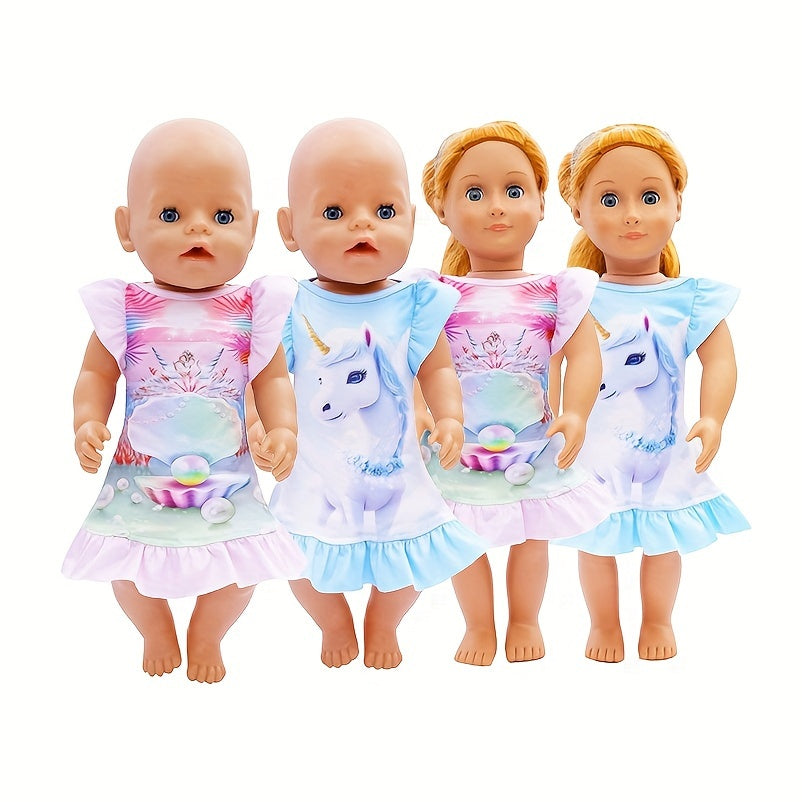 18 Inch Toy Doll Clothing Unicorn Pattern Colorful Skirt Dress