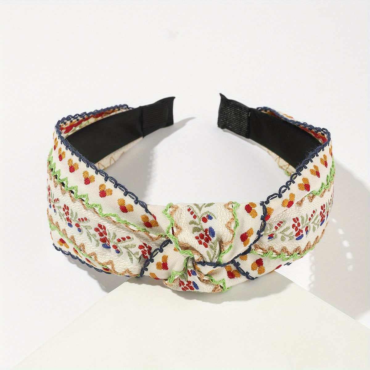 Chinese Style Flower Embroidery Headband Wide Head Hoop Hair Band