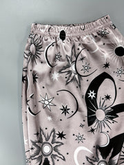 Starry Print Satin Pajama Set Long Sleeve Top & Pants