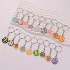 18pcs Cartoon Smile Face Keychain PVC Key Ring Luggage Bag Charm Gift