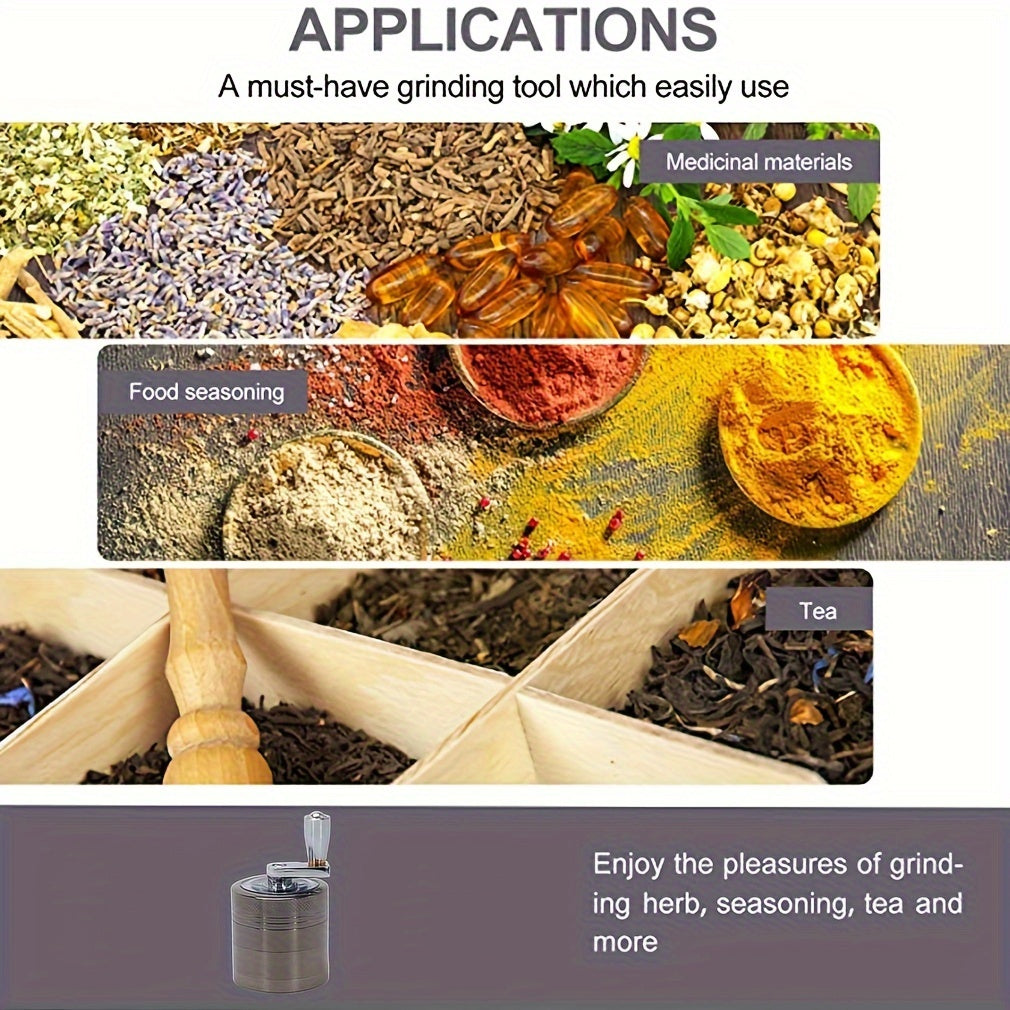 Portable Zinc Alloy Manual Grinder for Outdoor Use