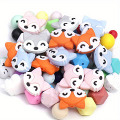 Silicone Teether DIY Necklace Bracelet Bead Set Fox Head