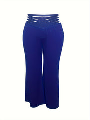 Wide Leg Trousers High Rise Criss Cross V Waist