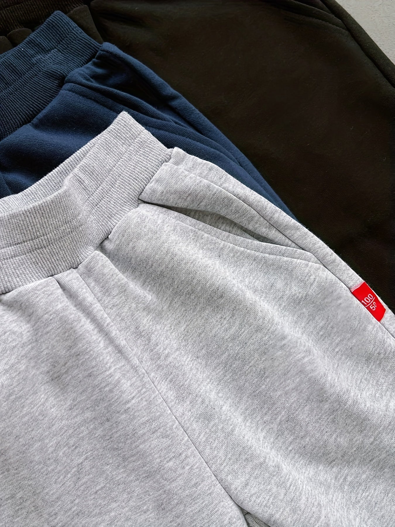 3pcs Boys Solid Cotton Jogger Sweatpants