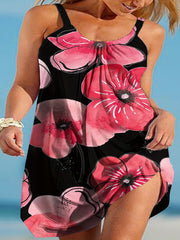 Floral Print Ruched Tank Dress