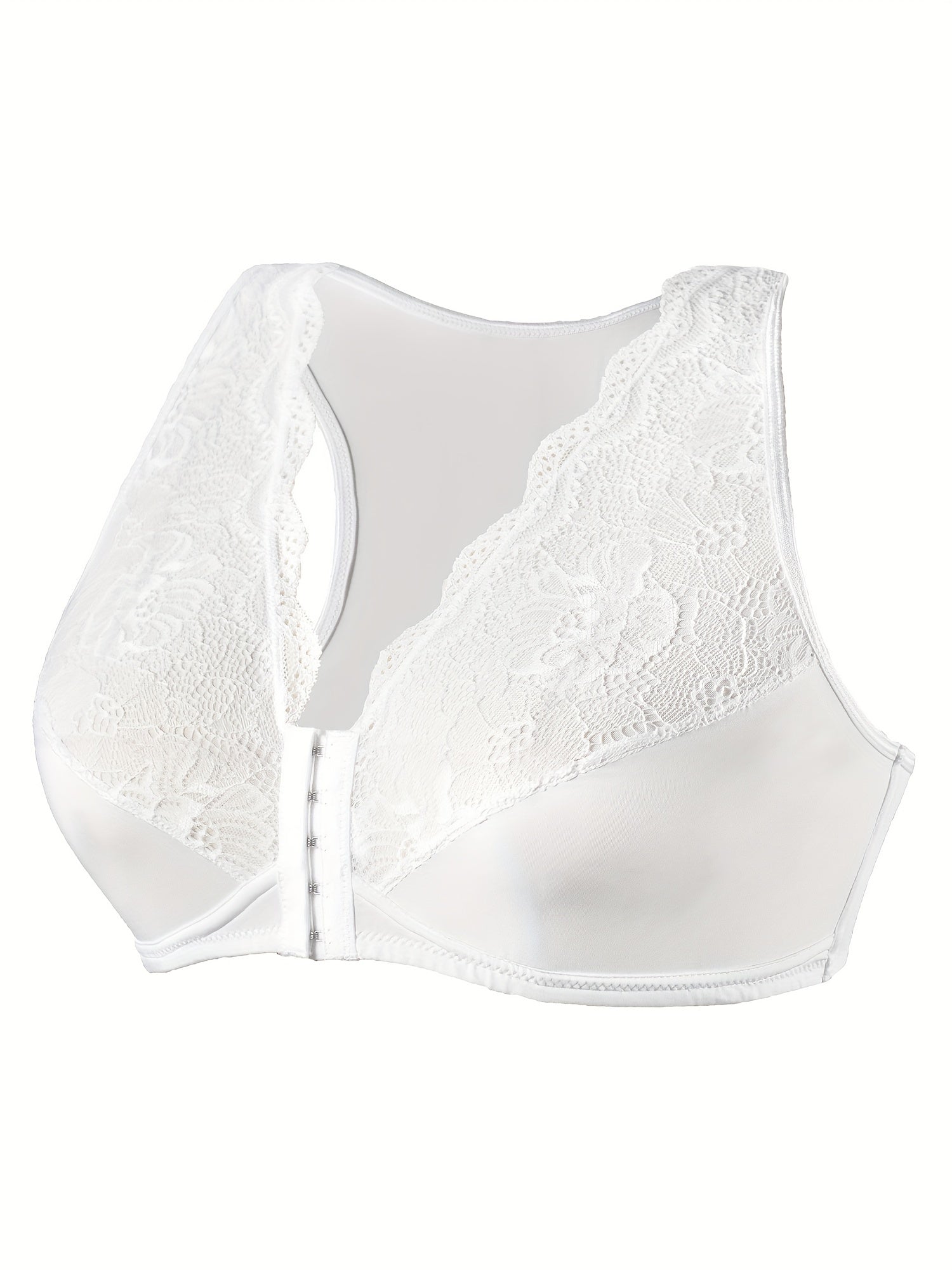 3 Pack Plus Size Front Closure Racer Back Lace Bra Set